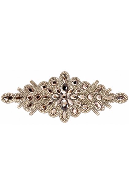 Kristal Taşlı Çiçek Desenli Ütüyle Yapışan Aplike Arma 20x8 cm - 1 ADET