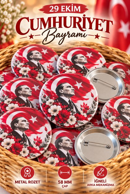 29 EKİM CUMHURİYET BAYRAMI HEDİYELİĞİ 10 ADET ROZET