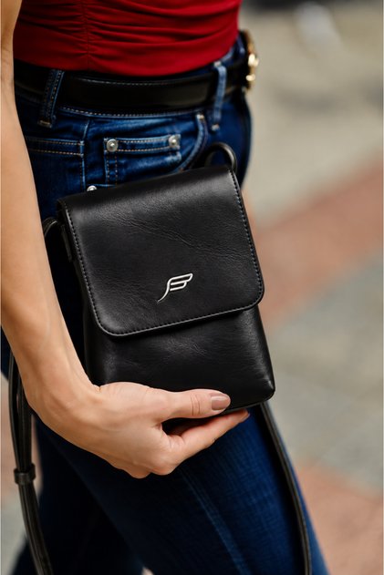 Genuine Leather Women's Phone Bag – with Adjustable Strap