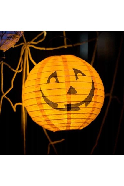 Set de 10 felinare LED de hârtie, dovleac de Halloween, decorațiune luminoasă, 25 cm