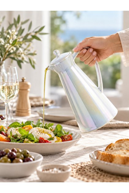 Lüster Porselen Yağdanlık 500 ml 21 cm Kapaklı