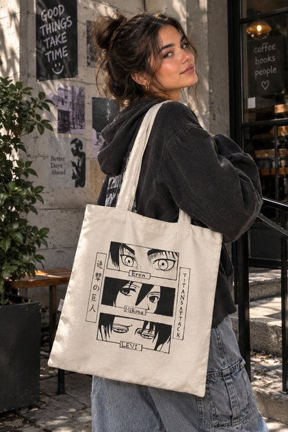 Attack of Titans-Anime Printed - Raw Fabric Shoulder Bag