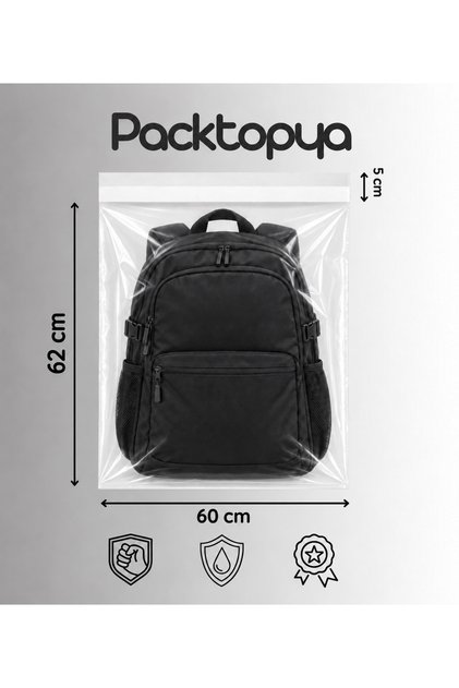 Büyük Boy Şeffaf Kargo Poşeti - 60x62+5 cm - 50 Adet