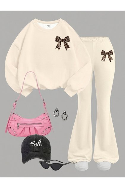 Printed Cotton Long Sleeve Bottom Spanish Flare Bottom-Top Set