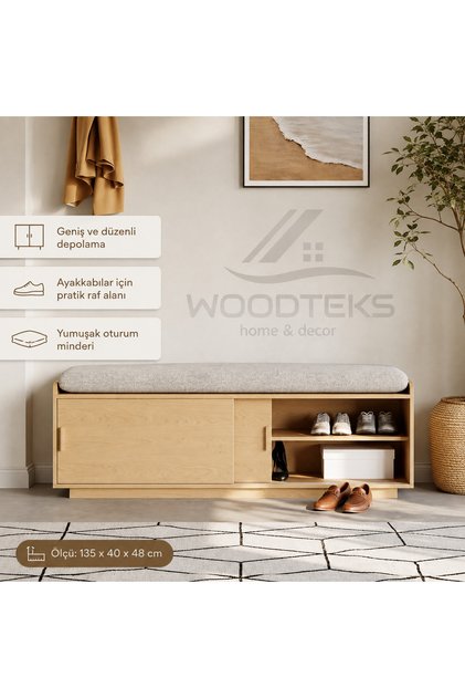WOODTEKS Sürgülü Kapaklı Minderli Giriş Bankı | Özel Üretim - İstenilen Renk, Tasarım ve Ölçüde