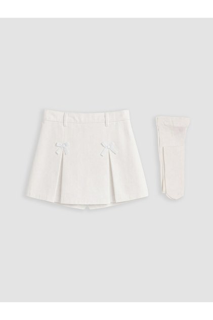 Two Mt Shop Quality Lcw Kids White Gabardine Plain Girls' Shorts Skirt