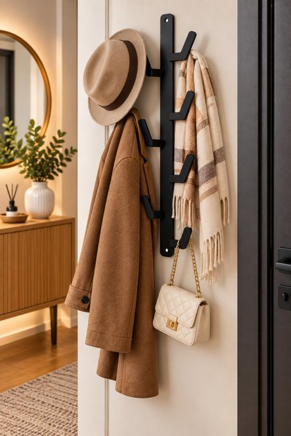 Goce Home Yapışkanlı 6 Kancalı Metal Askılık – Kapı Arkası ve Duvar Askısı