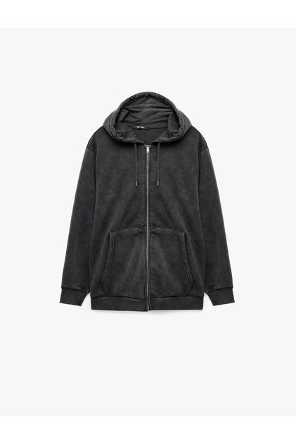 Comfortable Fit Three Thread Ribbed Washable Zippered Hooded Sweatshirt
