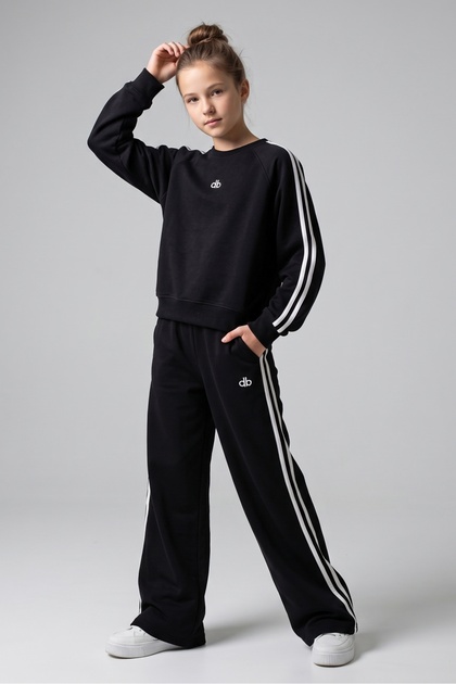 Girl's Cotton Piping Tracksuit Set