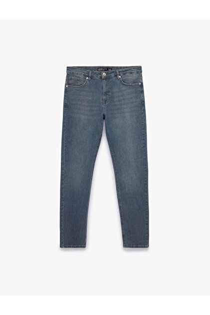 Regular Waist Cotton Slim Fit Jean Trousers with Pockets - Brad Jean