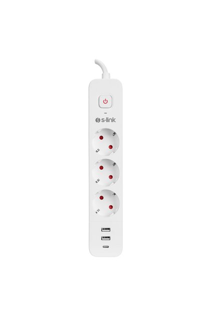 Spg03Tc, 3 Sockets, Surge Protected Socket, 1X Type-C, 2Xusb 5V 4A, 1.5Mt 100% Copper 1mm Cable, 750