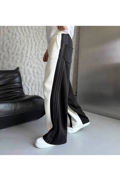 Baggy Oversize Fit Double Color Stripe Detail Y2K Sweatpants