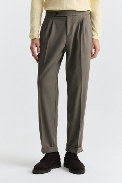 Tapered Fit Double Pleated Trousers