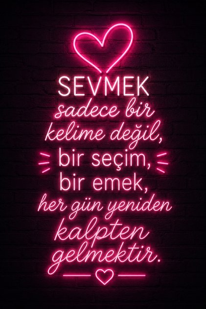 Sevmek Bir Seçimdir Neon Yazılı Metal Duvar Tablosu – Romantik Hediye 15x20 cm