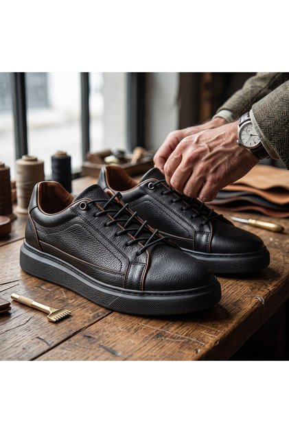 Men's Leather Classic Sports Casual Poly Orthopedic Sole Shoes
