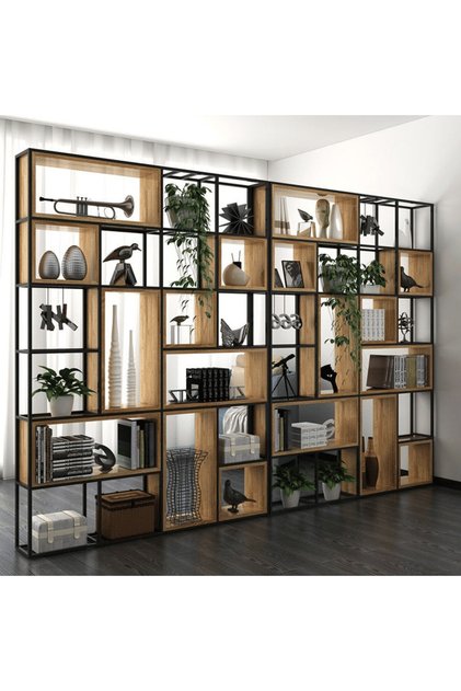 KC-0233 Renkli Metal Dosyalama Kitaplığı, 6 Raflı, Açık Arka, 320x30x240cm