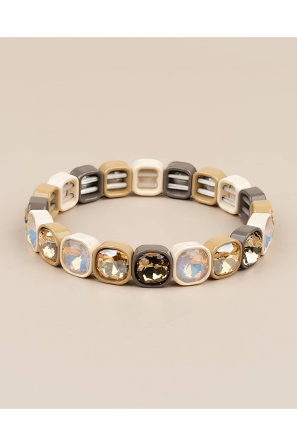 Square Crystal Stone Porcelain Coated Elastic Bracelet