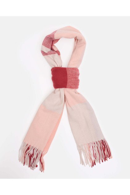Women Pink And Red Checked Scarf 180x70cm