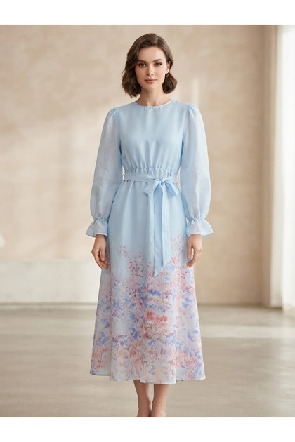 Floral Pattern Lined Dress