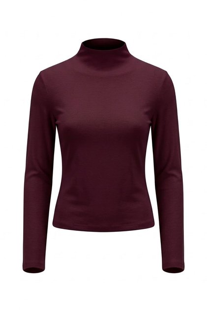 New Season High Neck Long Sleeve Blouse - Mürdüm