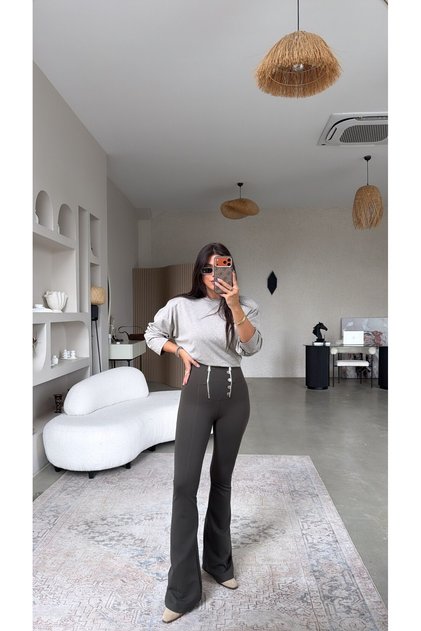 Khaki Silver Pointed Zippered Spanish Leggings