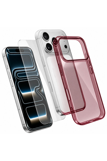 Compatible with iPhone 18 Pro / 17 Pro - Transparent Non-Yellowing Mica Case, Tempered Screen Protector (2in 1Set)