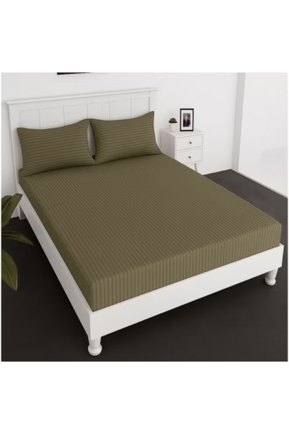 3 Piece Microfiber Bed Sheet Set Fits 120 x 200+25 cm Soft Breathable 1 Fitted Sheet 2 Pillowcases Khaki