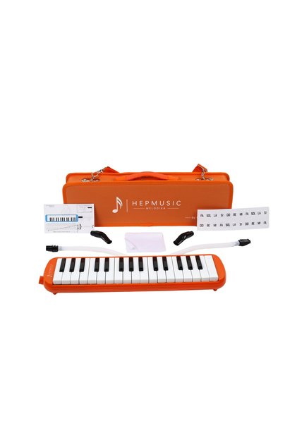 32 Tuşlu Özel Kutu Çantalı Turuncu Melodika (Yedek Ağızlıklı)