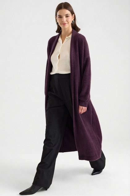 Kadın Oversize Uzun Triko Hırka – Pembe, Taş, Bej , Siyah , Kahve , Sarı , Bebe Mavi-Standart Beden