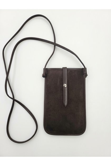 Paris Bitter Coffee Suede Phone Bag