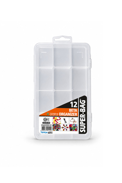 Beta Organizer 12 ASR-2093 – 12 Bölmeli Şeffaf Düzenleyici Kutu (17 x 10 x 3 cm)