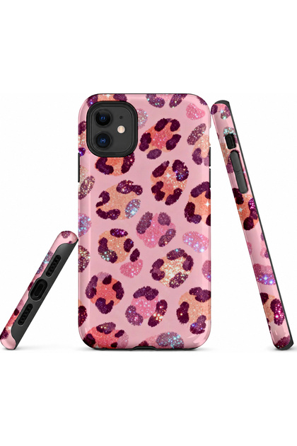 iPhone 11 Compatible - Pink Little Leopard, Double Layer Cover, Glossy Surface Protective Case