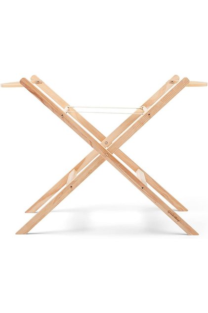Moses Basket Stand | Foldable for easy storage/transport | Natural beech wood | Color-Natural | Dimensions: [W] 41 x [H] 59.5 x [L] 84 cm.