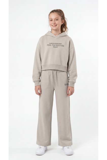 Paris Dance Society Feel the Rhythm France Printed Hooded Girls' Top and Bottom Tracksuit Set