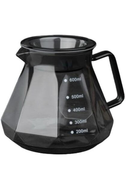 إبريق قهوة زجاجي V60 سعة 600 مل بتصميم ماسي أسود