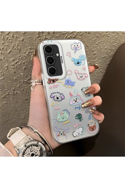 Samsung Galaxy S24 Fe Compatible Many Cute Little Animal Heads Full Spread Shock-Absorbing Print