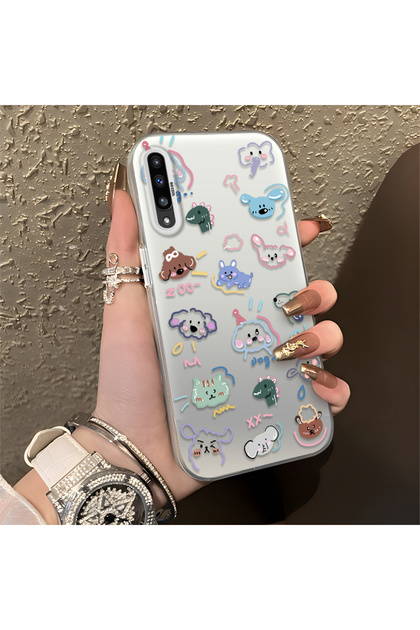 Samsung Galaxy A50/A50S/A30S Compatible Many Cute Little Animal Heads Full Spread Shock Absorbing Print