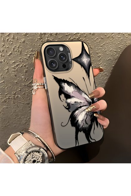 iPhone 16 Pro Max Compatible Cool Ink Pink White Butterfly Star Simple Style Shock Absorbing