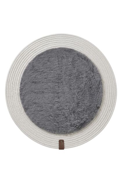 Moon Series Jute Edged Round Plush Bath Mat | Non-Slip Base Washable Mat (13 Colors)