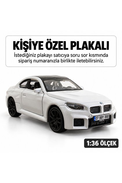 Bmw M2 Metal Araba - Kişiye Özel Plakalı - Beyaz