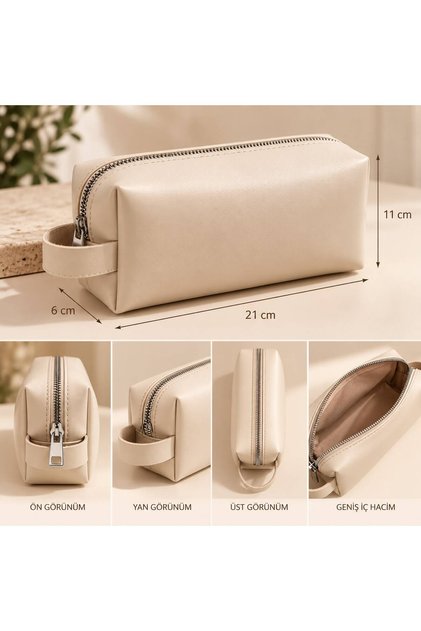Faux Leather Organizer Handbag – Makeup, Grooming, and Personal Bag (Medium Size)