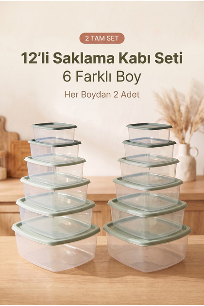12-Piece Bohemian Plastic Storage Container Set – 6 Different Sizes, Airtight, Nesting Food Storage Containers