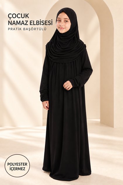 Girl's Prayer Dress One-Piece Self-Hooded Organic Viscose