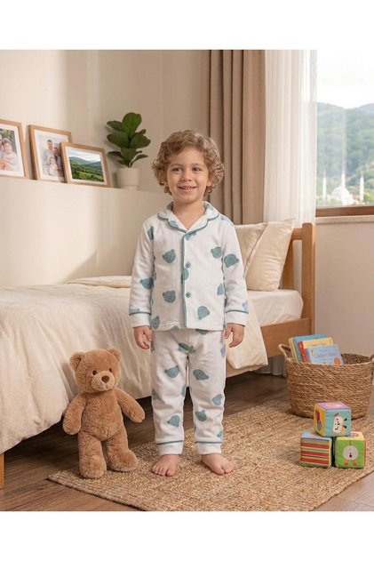 Teddy Bear Printed Baby & Kids 100% Cotton Pajama Set