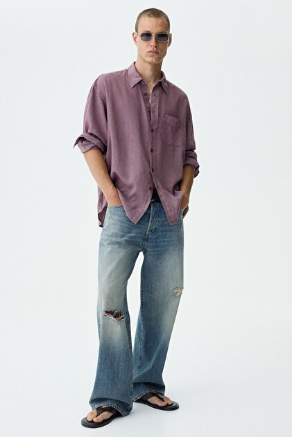 Keten Karışımlı Gömlek Relaxed Fit