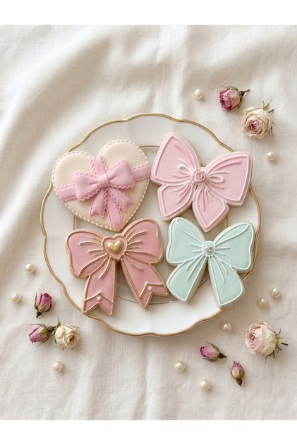 Ribbon 4-Piece Bow Cookie Mold Set | Heart & Ribbon