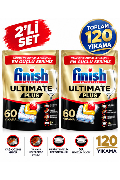 Ultimate Plus Bulaşık Makinesi Tableti 60 Yıkama x 2 – Toplam 120 Yıkama
