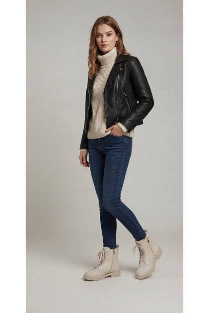 Ghete de dama stil puffer matlasate cu siret si fermoar, Cream, 37