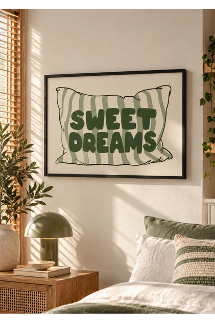 Natural Wood Framed Sweet Dreams Painting Set Wall Decor for Living Room Living Bedroom