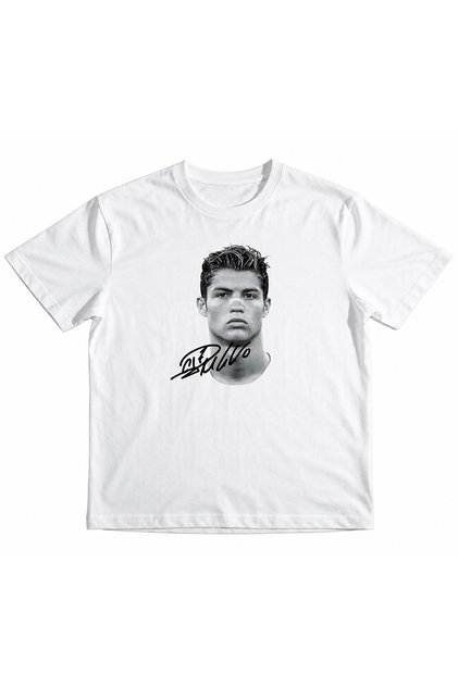 Girls' and Boys' Cristiano Ronaldo Signature Front Printed 100% Cotton Organic T-Shirt